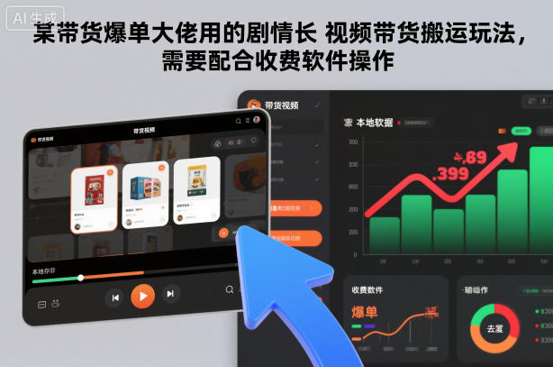 某带货爆单大佬用的剧情长视频带货搬运玩法，需要配合收费软件操作-huitchan网创