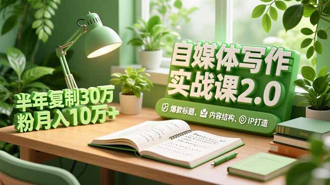 自媒体写作实战课2.0，爆款标题、内容结构、IP打造，半年复制30万粉月入10万+-huitchan网创