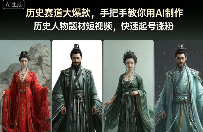 历史赛道大爆款，手把手教你用AI制作历史人物题材短视频，快速起号涨粉-huitchan网创