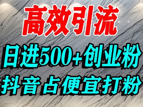 怎么打创业粉？抖音利用占便宜心理引流创业粉，单人日引500+精准流量-huitchan网创