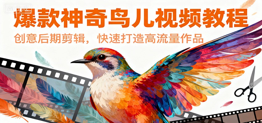 爆款神奇鸟儿视频教程，创意后期剪辑，快速打造高流量作品-huitchan网创