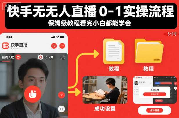 快手无人直播0-1实操流程，保姆级教程看完小白都能学会-huitchan网创