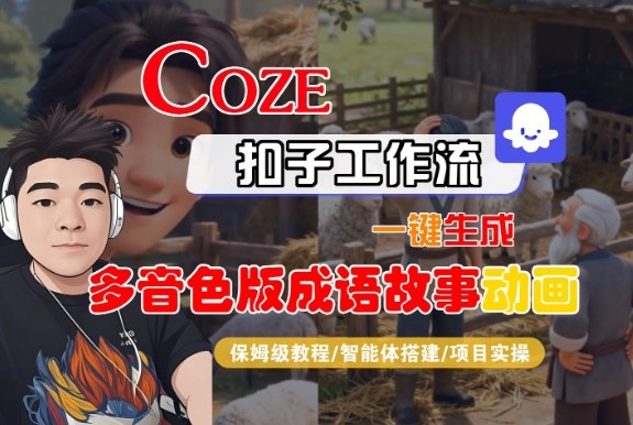 Coze扣子智能体工作流一键生成“多音色版成语故事“动画，全流程保姆级教学-huitchan网创