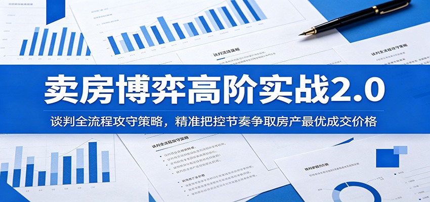 卖房博弈高阶实战2.0：谈判全流程攻守策略，精准把控节奏争取房产最优成交价格-huitchan网创