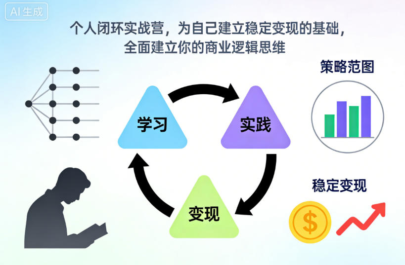 个人闭环实战营，为自己建立稳定变现的基础，全面建立你的商业逻辑思维-huitchan网创