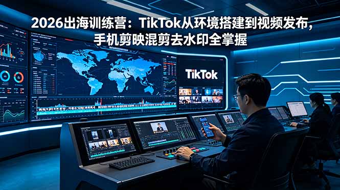 2026出海训练营：TikTok从环境搭建到视频发布，手机剪映混剪去水印全掌握-huitchan网创