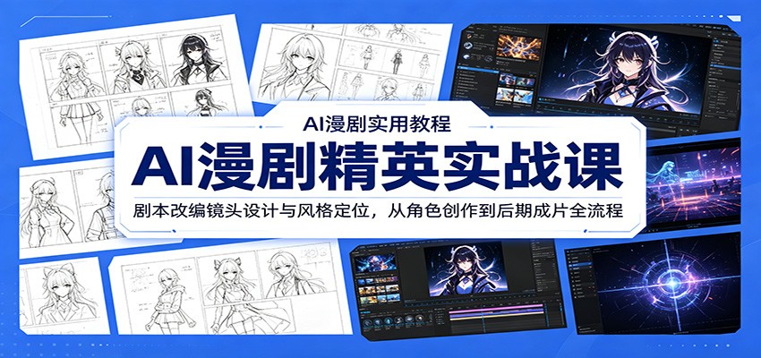 AI漫剧精英实战课：剧本改编镜头设计与风格定位，从角色创作到后期成片全流程-huitchan网创