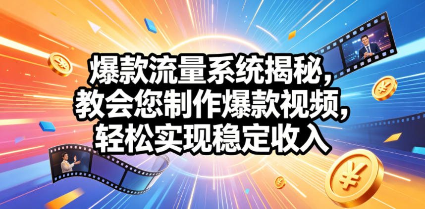 爆款流量系统揭秘，教会您制作爆款视频，轻松实现稳定收入【原创双语字幕】-huitchan网创