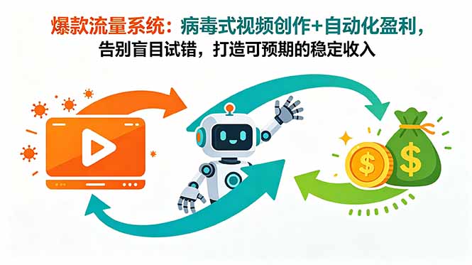 爆款流量系统：病毒式视频创作+自动化盈利，告别盲目试错，打造可预期的稳定收入-huitchan网创