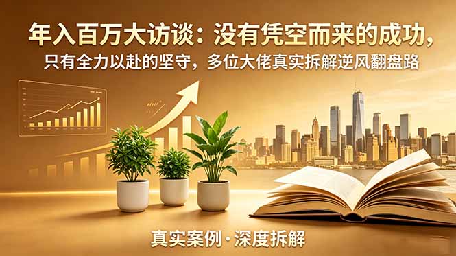 年入百万大访谈-更新：没有凭空而来的成功，只有全力以赴的坚守，多位大佬真实拆解逆风翻盘路-huitchan网创