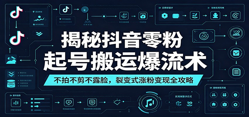 揭秘抖音零粉起号搬运爆流术：不拍不剪不露脸，裂变式涨粉变现全攻略-huitchan网创
