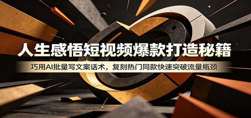 人生感悟短视频爆款打造秘籍：巧用A 批量写文案话术，复刻热门同款快速突破流量瓶颈-huitchan网创