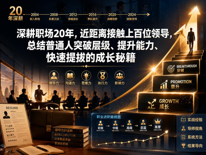 付费文章：深耕职场20年，近距离接触上百位领导，总结普通人突破层级、提升能力、快速提拔的成长秘籍(全网独家干货)-huitchan网创