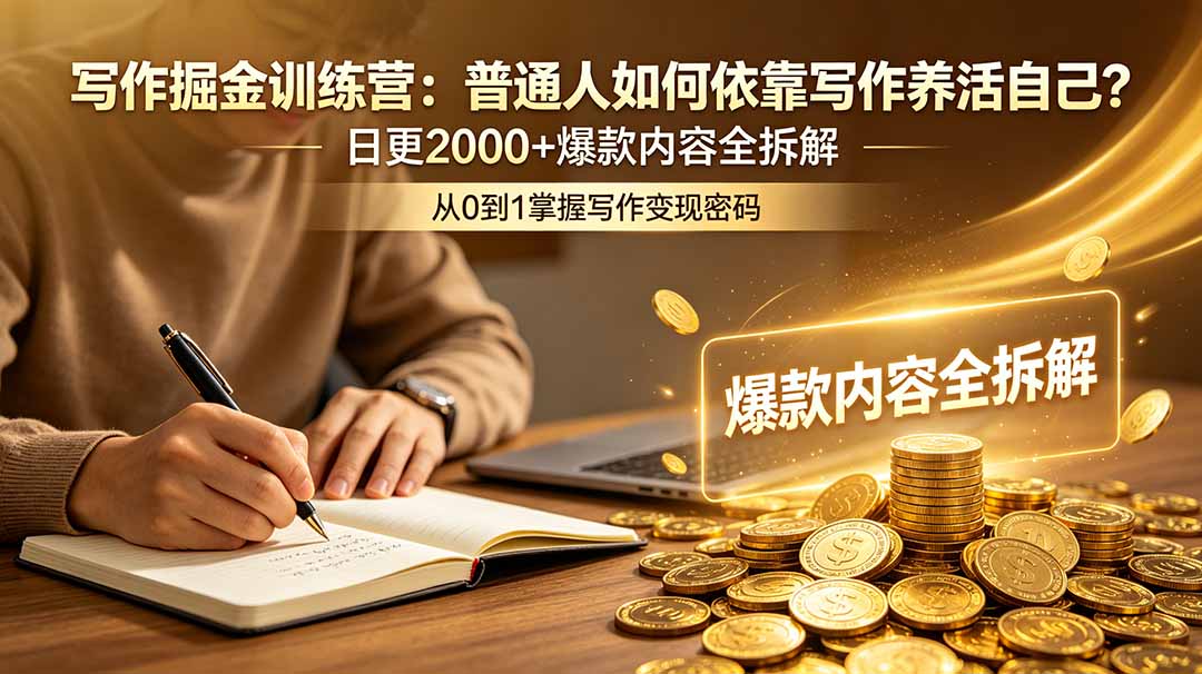 写作掘金训练营：普通人如何依靠写作养活自己？日更2000+爆款内容全拆解-huitchan网创