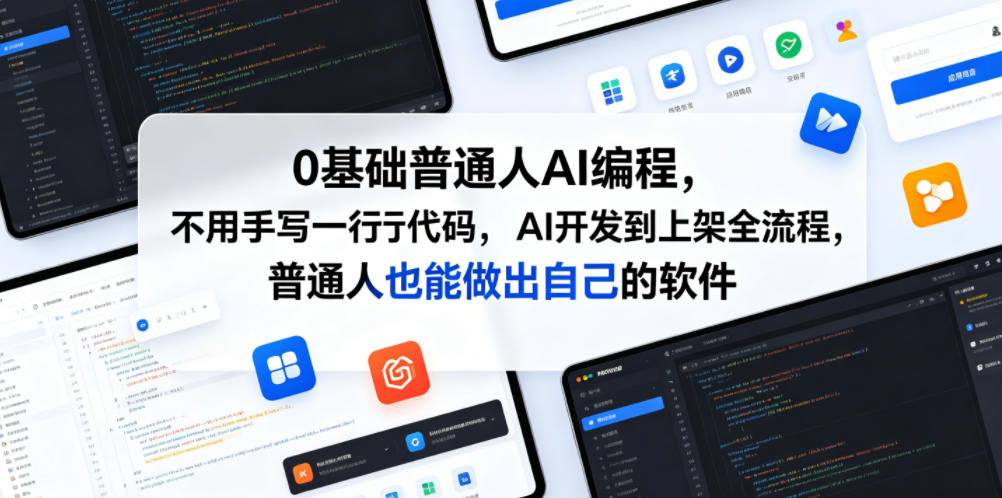 0基础普通人AI编程，不用手写一行代码，AI开发到上架全流程，普通人也能做出自己的软件-huitchan网创