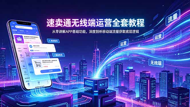 速卖通无线端运营全套教程，从零讲解APP基础功能，深度剖析移动端流量获取底层逻辑-huitchan网创